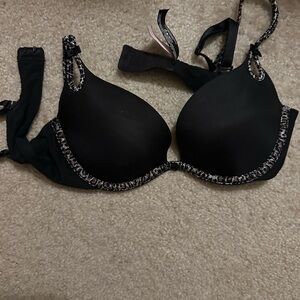 Victoria's Secret Black Bra with Patterned Trim
